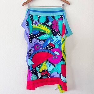 Vintage Liz Claiborne Fruit Print 100% Silk Scarf